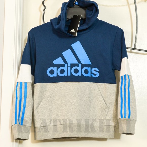 Blue/gray NWT adidas Youth boys Fleece Hoodie - Picture 2 of 4